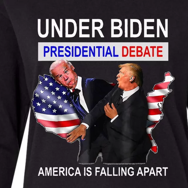 Presidential Debate Under Biden America Is Falling Apart Womens Cotton Relaxed Long Sleeve T-Shirt