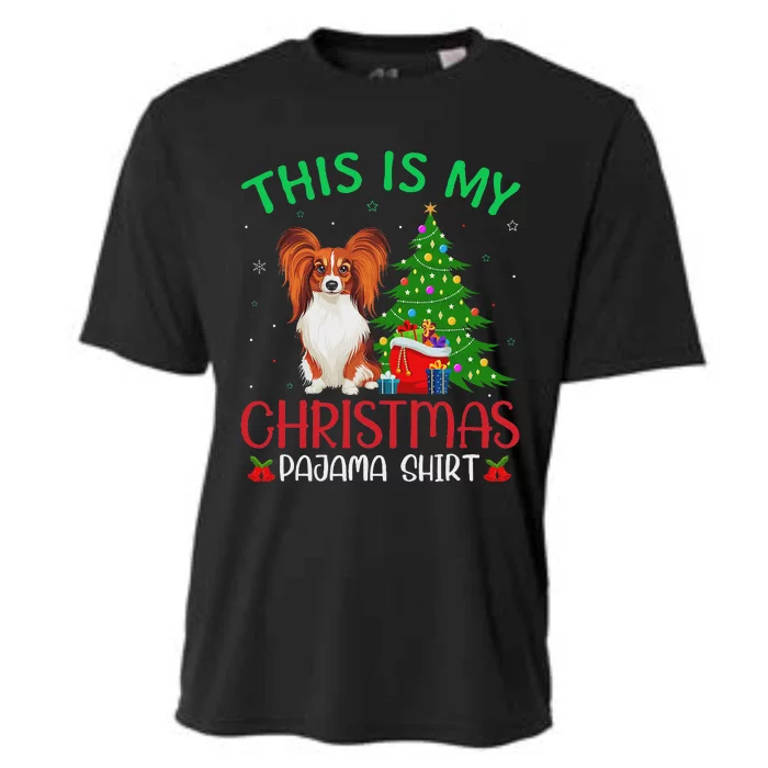 Papillon Dog Ugly Xmas Party This Is My Christmas Pajama Cooling Performance Crew T-Shirt