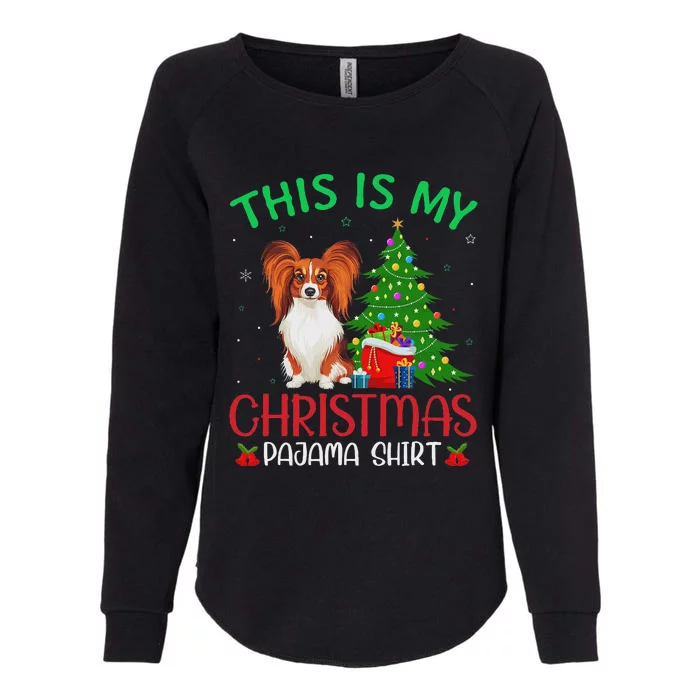 Papillon Dog Ugly Xmas Party This Is My Christmas Pajama Womens California Wash Sweatshirt