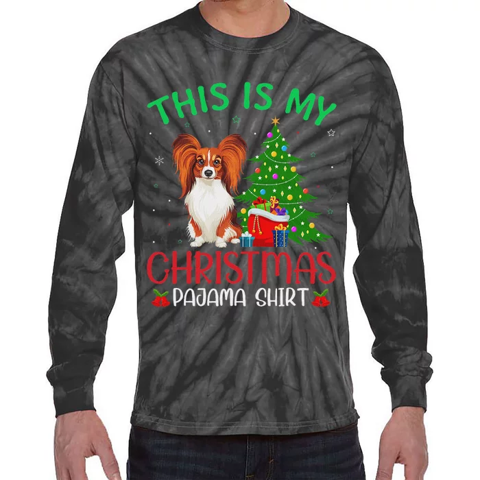 Papillon Dog Ugly Xmas Party This Is My Christmas Pajama Tie-Dye Long Sleeve Shirt