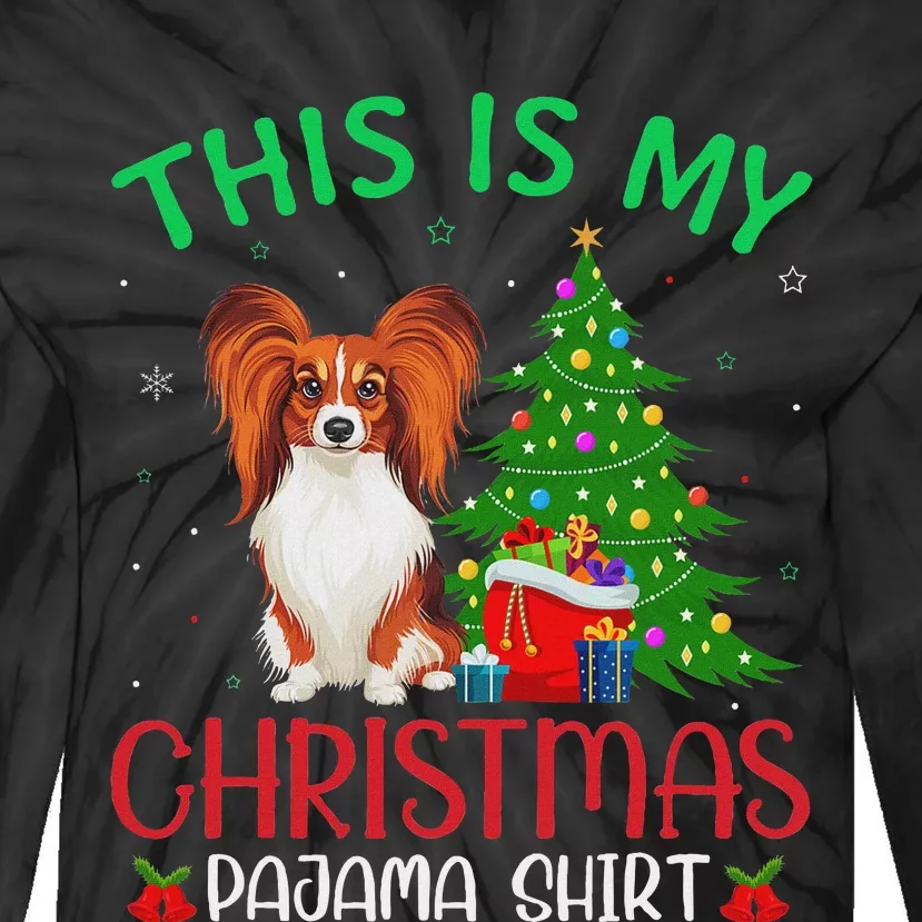 Papillon Dog Ugly Xmas Party This Is My Christmas Pajama Tie-Dye Long Sleeve Shirt