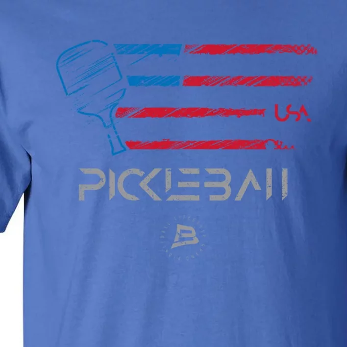 Pickleball Distressed Usa Flag Design Funny Gift Tall T-Shirt