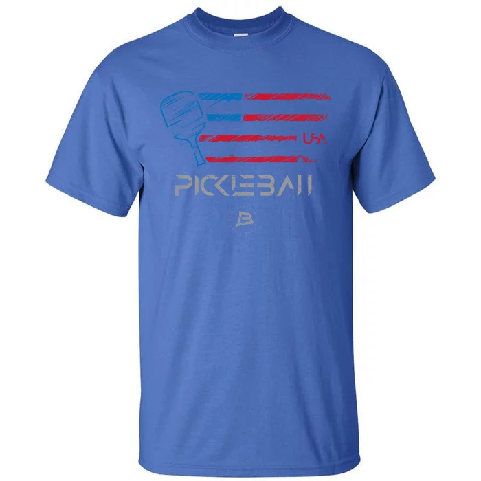 Pickleball Distressed Usa Flag Design Funny Gift Tall T-Shirt