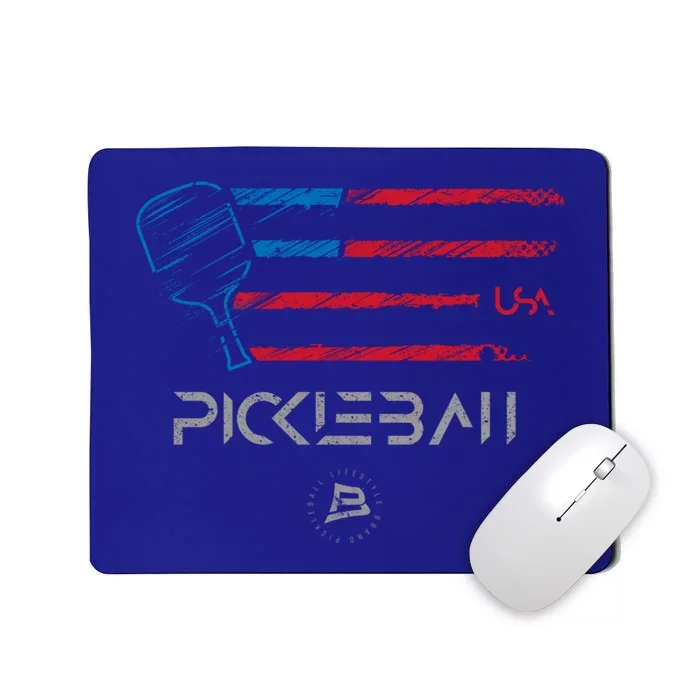 Pickleball Distressed Usa Flag Design Funny Gift Mousepad