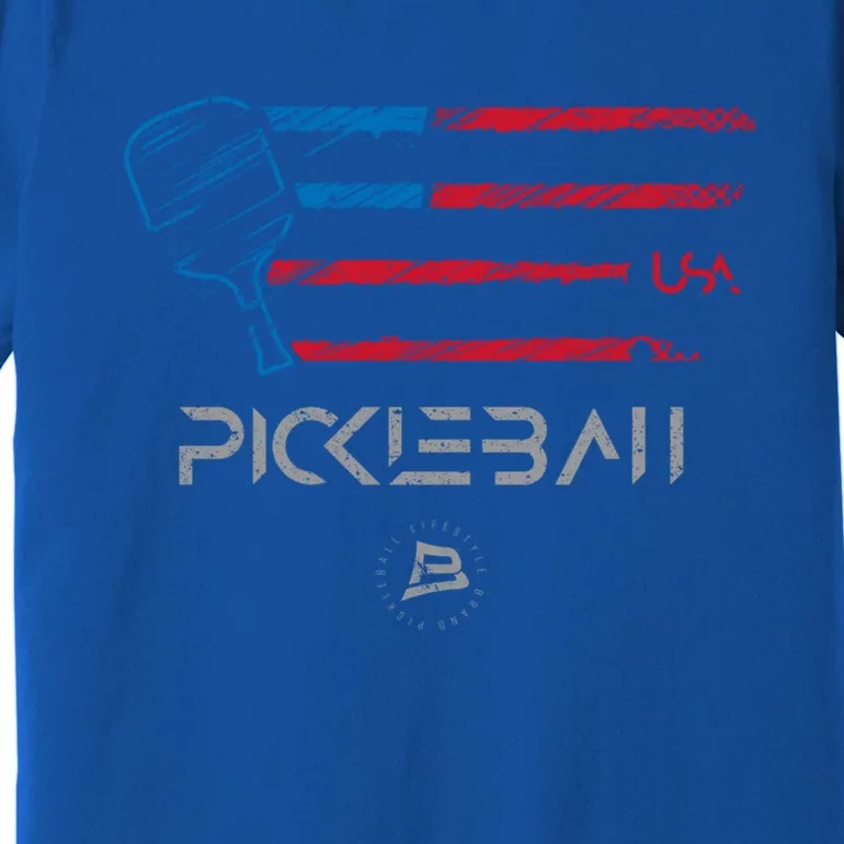 Pickleball Distressed Usa Flag Design Funny Gift Premium T-Shirt