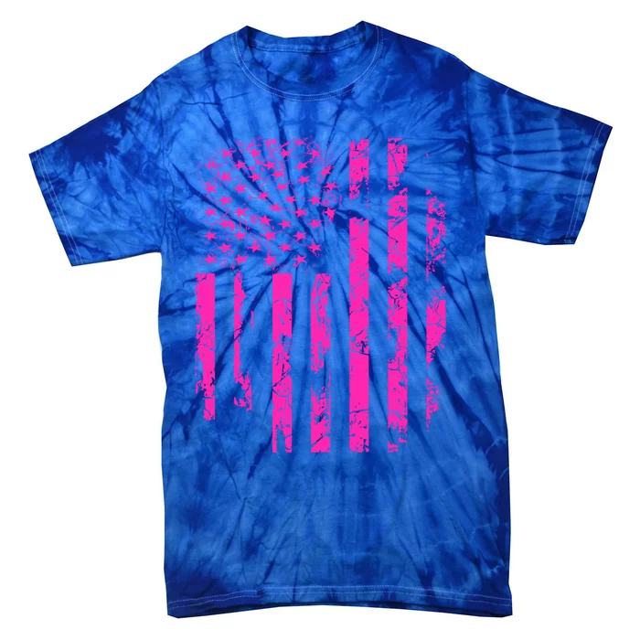 Pink Distressed Usa Flag Gift Tie-Dye T-Shirt