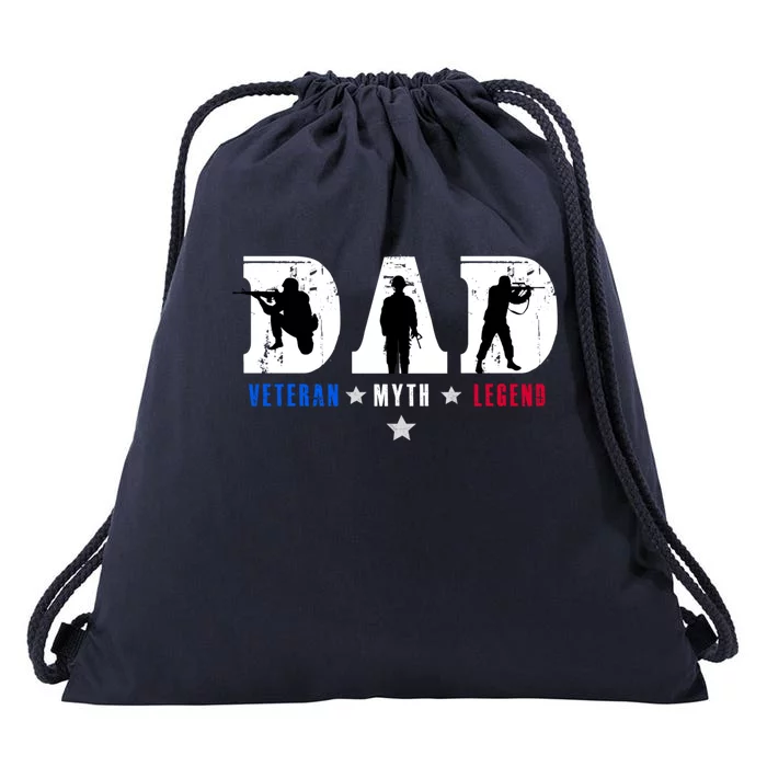 Proud Dad Veteran Myth Legend American Flag Cute Gift Drawstring Bag