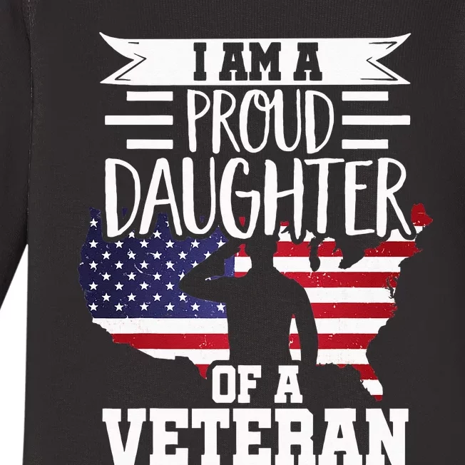 Proud Daughter Veteran Nothing Scares Patriotic Veterans Day Baby Long Sleeve Bodysuit