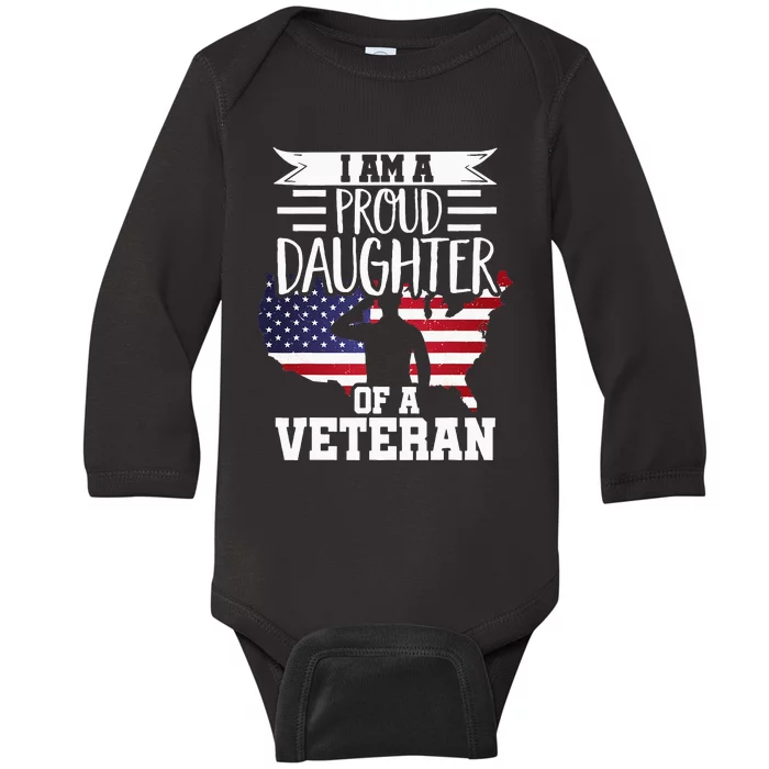 Proud Daughter Veteran Nothing Scares Patriotic Veterans Day Baby Long Sleeve Bodysuit