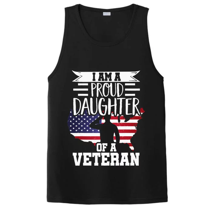 Proud Daughter Veteran Nothing Scares Patriotic Veterans Day Performance Tank