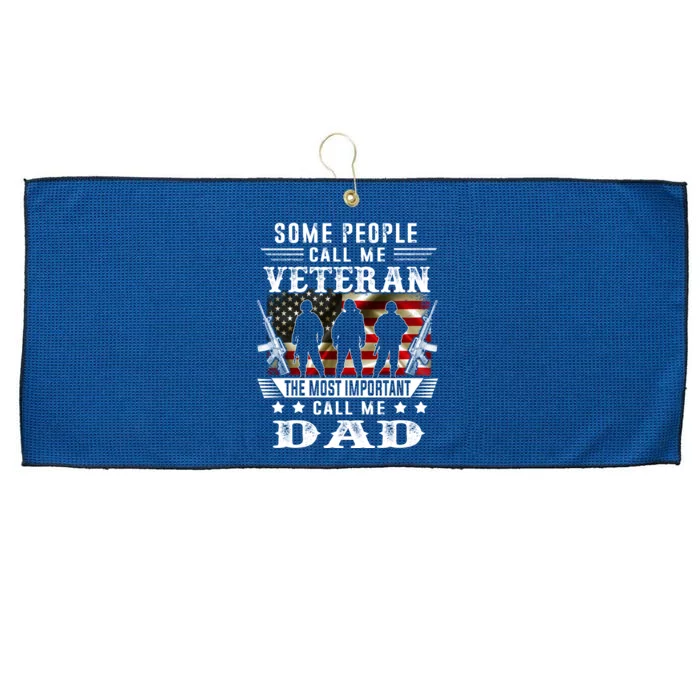 Proud Dad Veteran American Flag Gifts VeteranS Day Fathers Large Microfiber Waffle Golf Towel