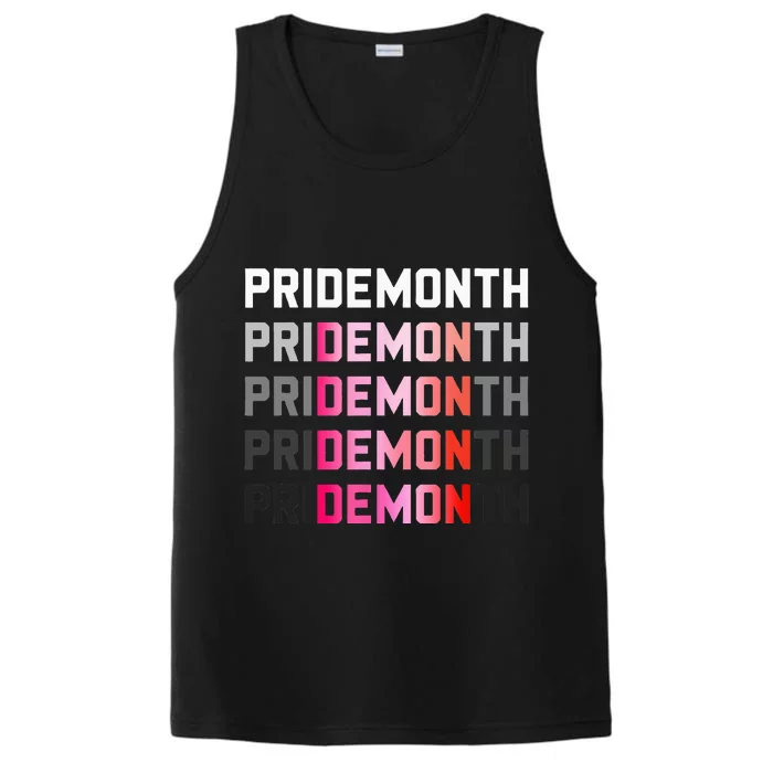 Pridemonth Demon Vintage Human Right Lesbians Performance Tank