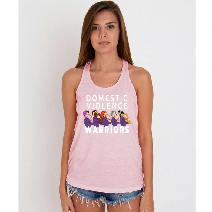 Purple Domestic Violence Awareness Abuse Warrior Month Meaningful Gift Women's Knotted Racerback Tank