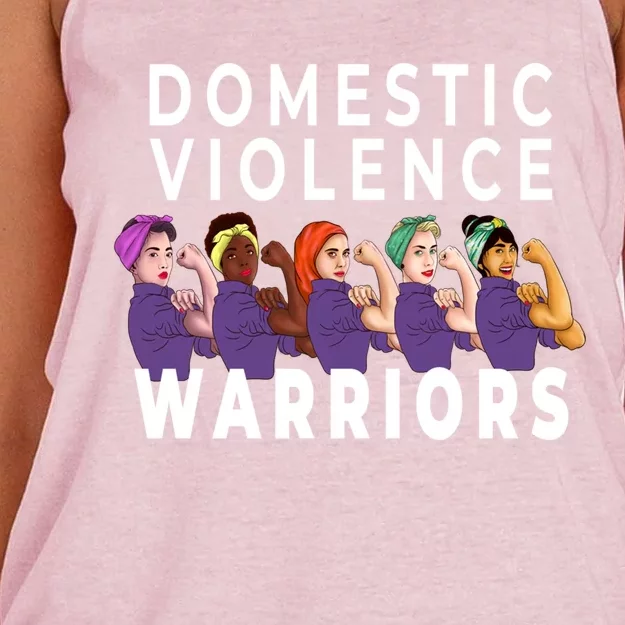 Purple Domestic Violence Awareness Abuse Warrior Month Meaningful Gift Women's Knotted Racerback Tank