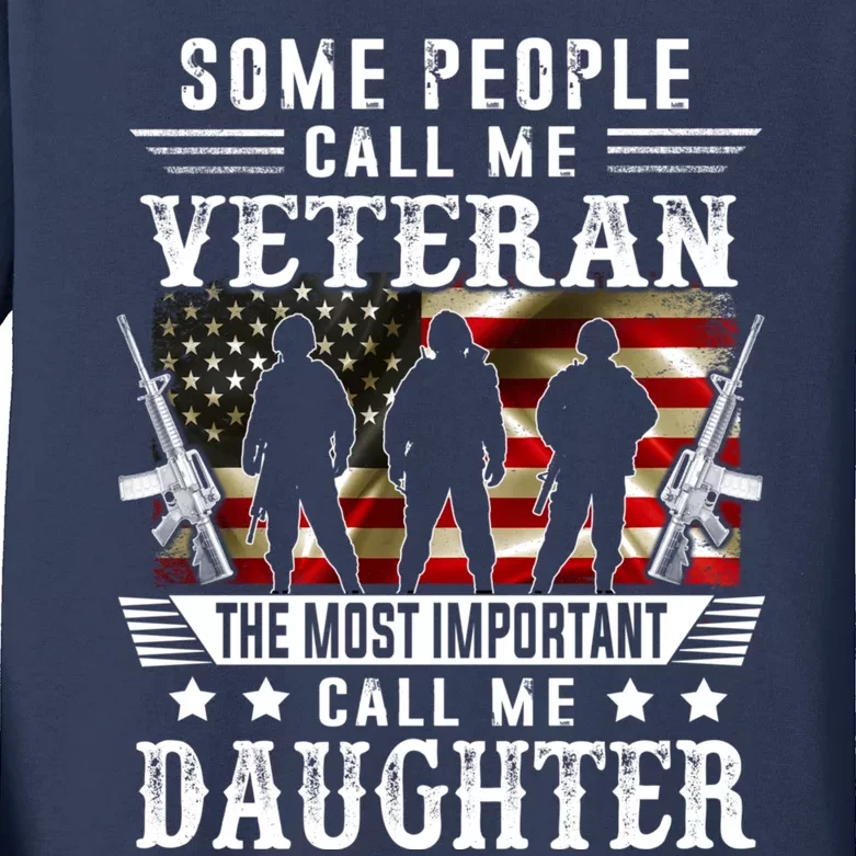 Proud Daughter Veteran American Flag Gifts VeteranS Day Kids Long Sleeve Shirt