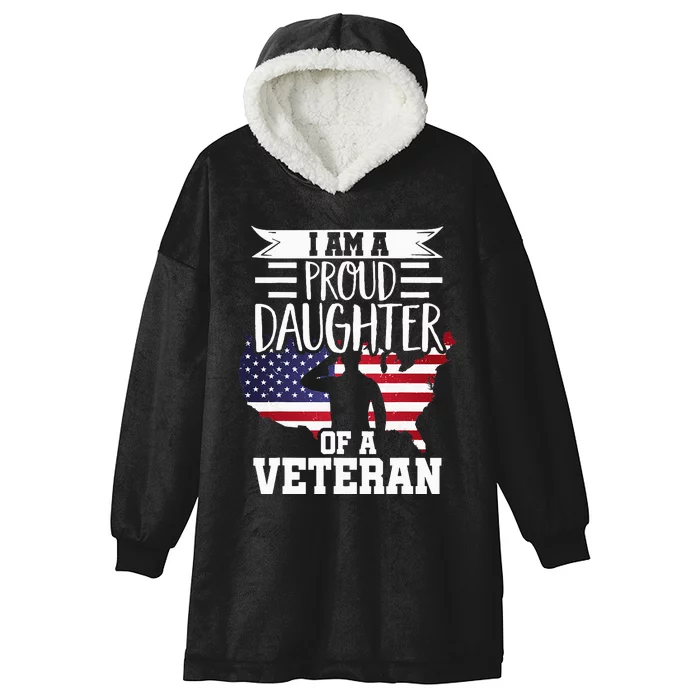 Proud Daughter Veteran Nothing Scares Patriotic Veterans Day Hooded Wearable Blanket