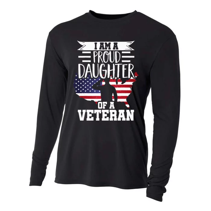 Proud Daughter Veteran Nothing Scares Patriotic Veterans Day Cooling Performance Long Sleeve Crew