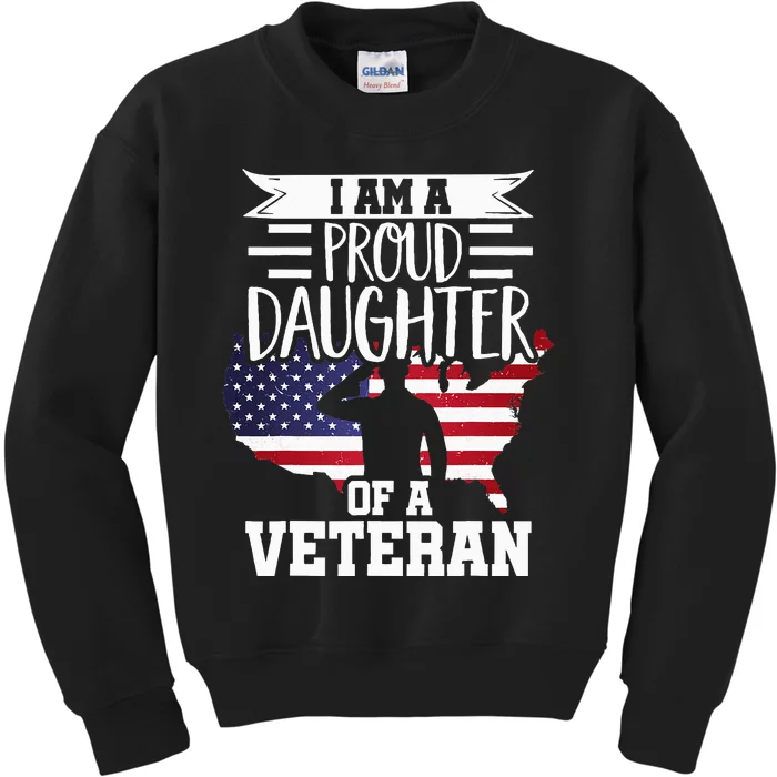 Proud Daughter Veteran Nothing Scares Patriotic Veterans Day Kids Sweatshirt