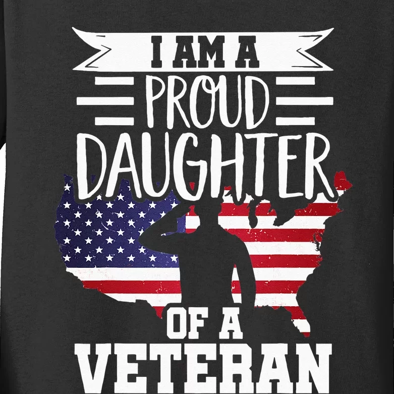 Proud Daughter Veteran Nothing Scares Patriotic Veterans Day Kids Long Sleeve Shirt