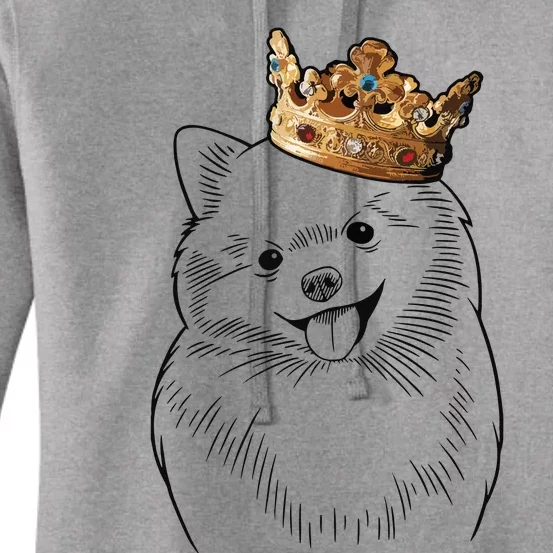 Pomeranian Dog Wearing Crown Women's Pullover Hoodie