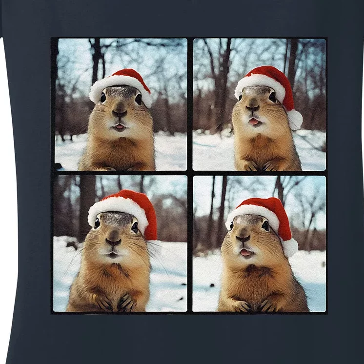 Prairie Dog Winter Christmas Sleep Women's V-Neck T-Shirt