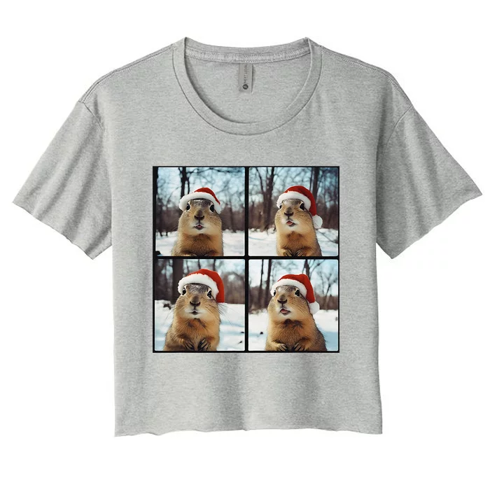 Prairie Dog Winter Christmas Sleep Women's Crop Top Tee