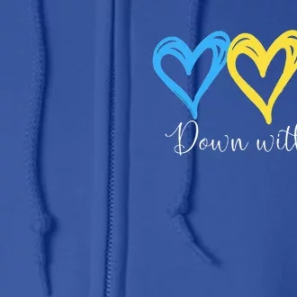 Pretty Down With Love World Down Syndrome Awareness Day Full Zip Hoodie