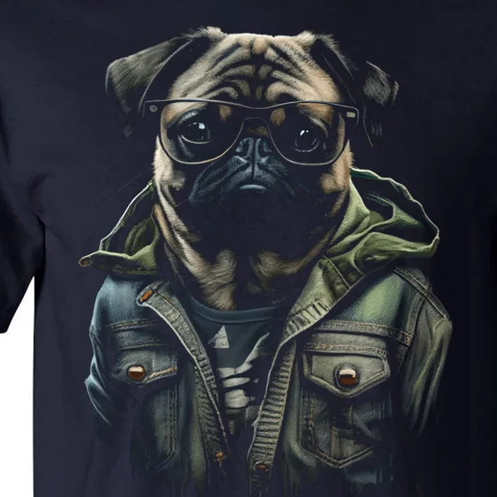 Pug Dog Wearing Jeans Vest Funny Graphic Tees for Tall T-Shirt