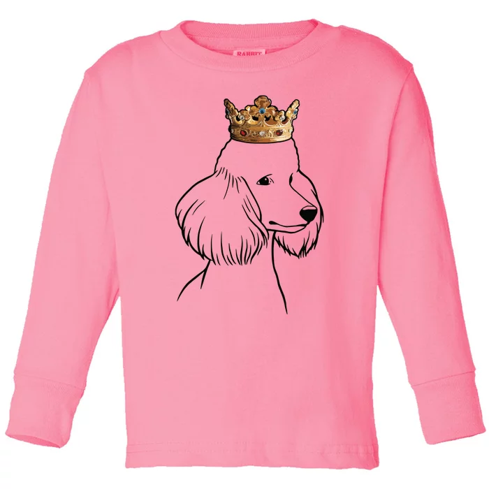 Poodle Dog Wearing Crown Toddler Long Sleeve Shirt