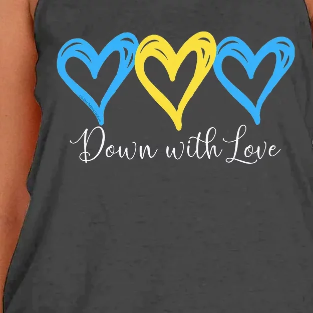 Pretty Down With Love World Down Syndrome Awareness Day Women's Knotted Racerback Tank