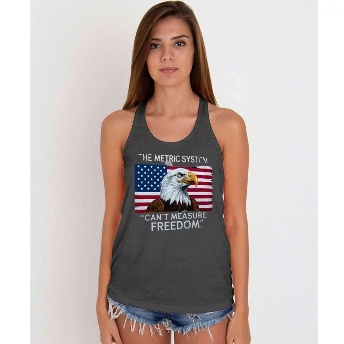 Patriotic Design With American Flag Eagle Measure Freedom Women's Knotted Racerback Tank