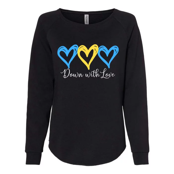 Pretty Down With Love World Down Syndrome Awareness Day Womens California Wash Sweatshirt