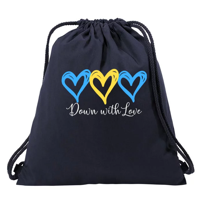 Pretty Down With Love World Down Syndrome Awareness Day Drawstring Bag