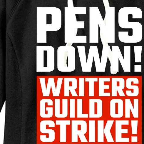 Pens Down Writers Guild On Strike Anti Ai Chatbots Wga Women's Fleece Hoodie