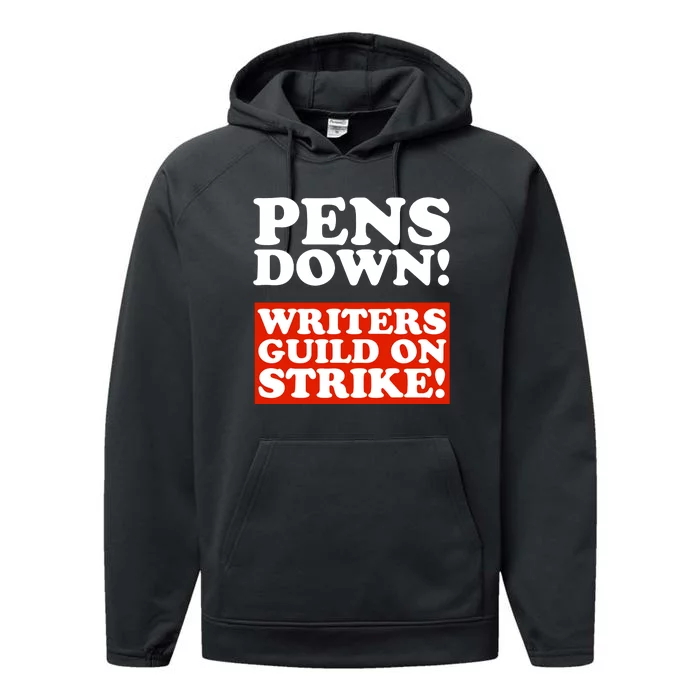 Pens Down Writers Guild On Strike Anti Ai Chatbots Wga Performance Fleece Hoodie