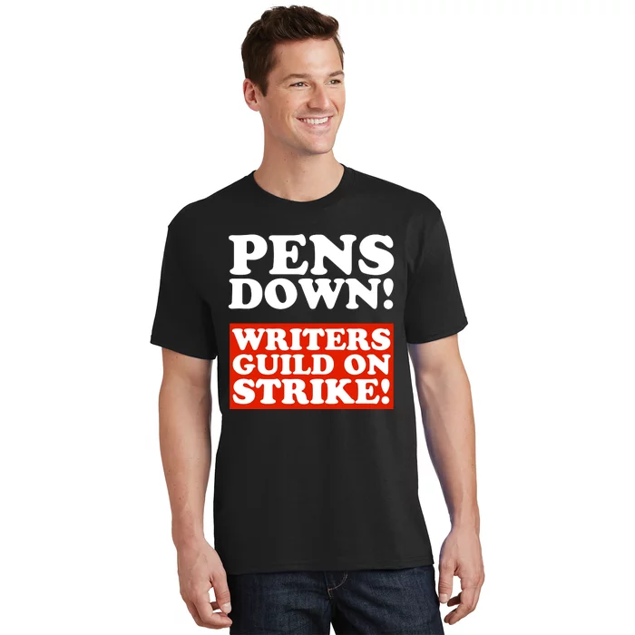 Pens Down Writers Guild On Strike Anti Ai Chatbots Wga T-Shirt