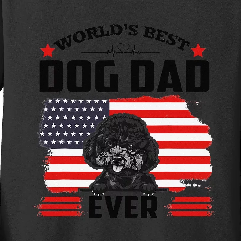 Poodle Dog World's Best Dog Dad Ever Gift For Father's Day Kids Long Sleeve Shirt