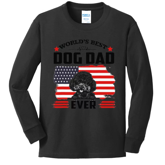 Poodle Dog World's Best Dog Dad Ever Gift For Father's Day Kids Long Sleeve Shirt