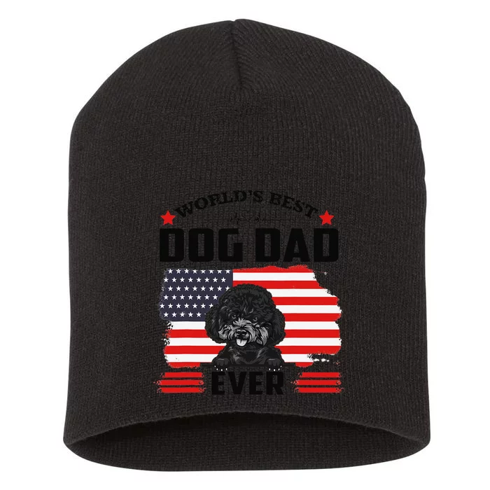 Poodle Dog World's Best Dog Dad Ever Gift For Father's Day Short Acrylic Beanie