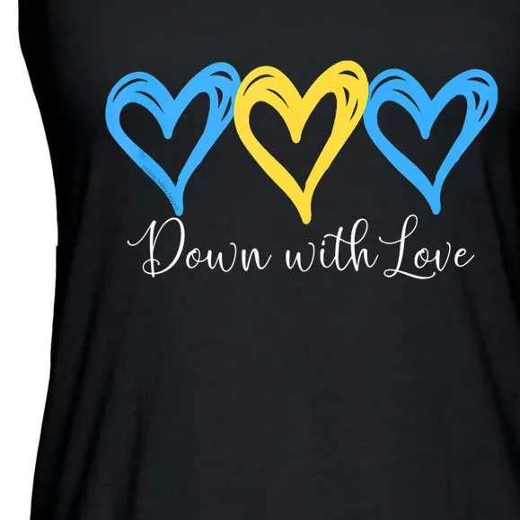 Pretty Down With Love World Down Syndrome Awareness Day Ladies Essential Flowy Tank