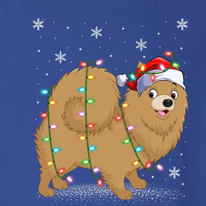 Pomeranian Dog Xmas Lighting Santa Pomeranian Christmas Gift Toddler Long Sleeve Shirt