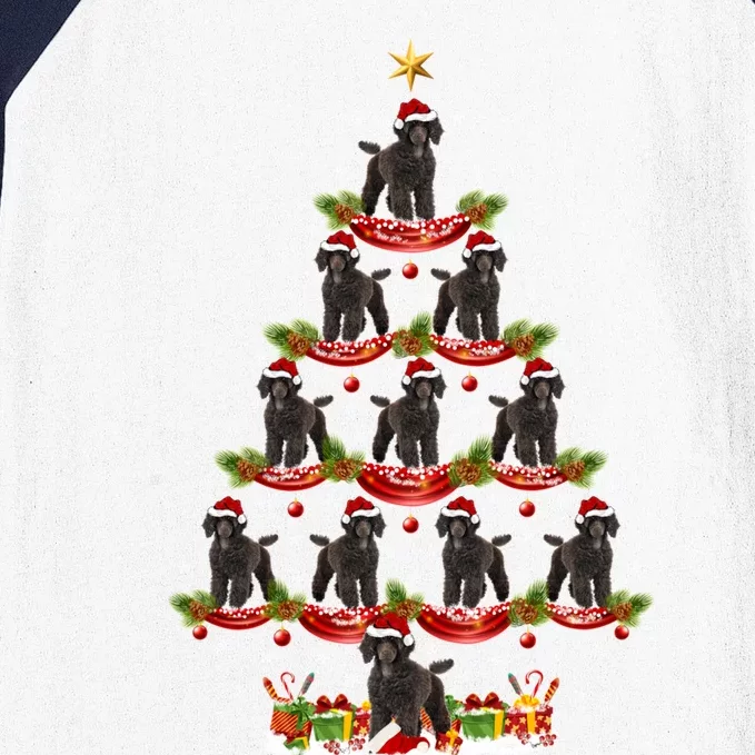 Poodle Dog Xmas Tree Lighting Poodle Christmas Tree Funny Gift Baseball Sleeve Shirt