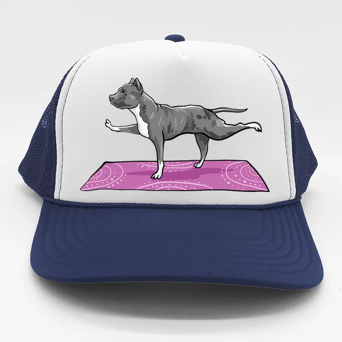 Pitbull Doing Yoga Funny Pitbull Dog Lover Yogi Teacher Trucker Hat