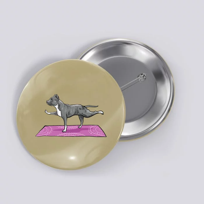 Pitbull Doing Yoga Funny Pitbull Dog Lover Yogi Teacher Button