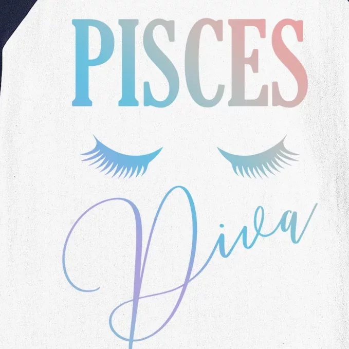 Pisces Diva Zodiac Birthday Horoscope Queen Lashes March Gift Baseball Sleeve Shirt