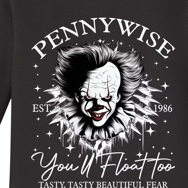 Pennywise Est 1986 You’Ll Float Too Tasty Tasty Beautiful Fear Halloween Baby Long Sleeve Bodysuit