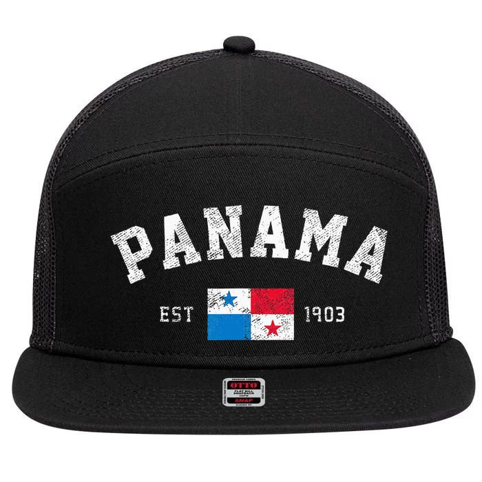 Panama Est. 1903 Panamanian Flag Independence Day 7 Panel Mesh Trucker Snapback Hat