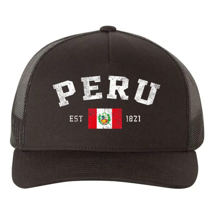 Peru Est. 1821 Peruvian Flag Independence Day Yupoong Adult 5-Panel Trucker Hat