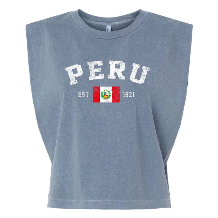 Peru Est. 1821 Peruvian Flag Independence Day Garment-Dyed Women's Muscle Tee