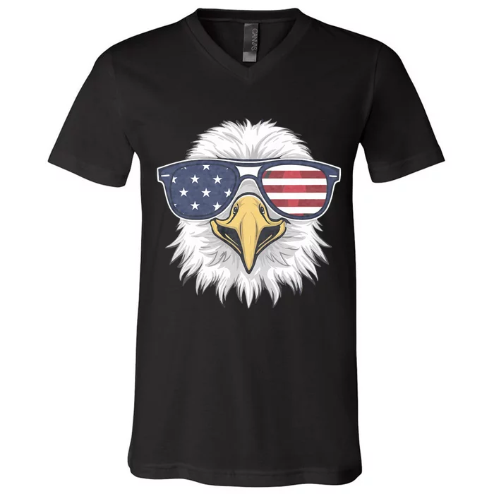 Patriotic Eagle 4th Of July Usa American Flag V-Neck T-Shirt